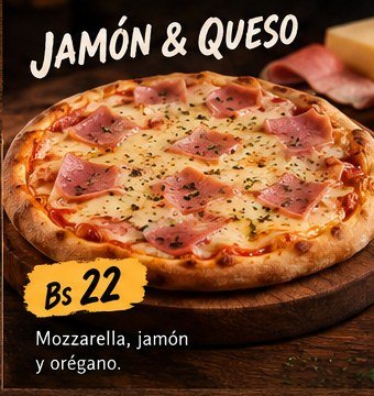 Pizza Jamón y Queso individual en Cochabamba